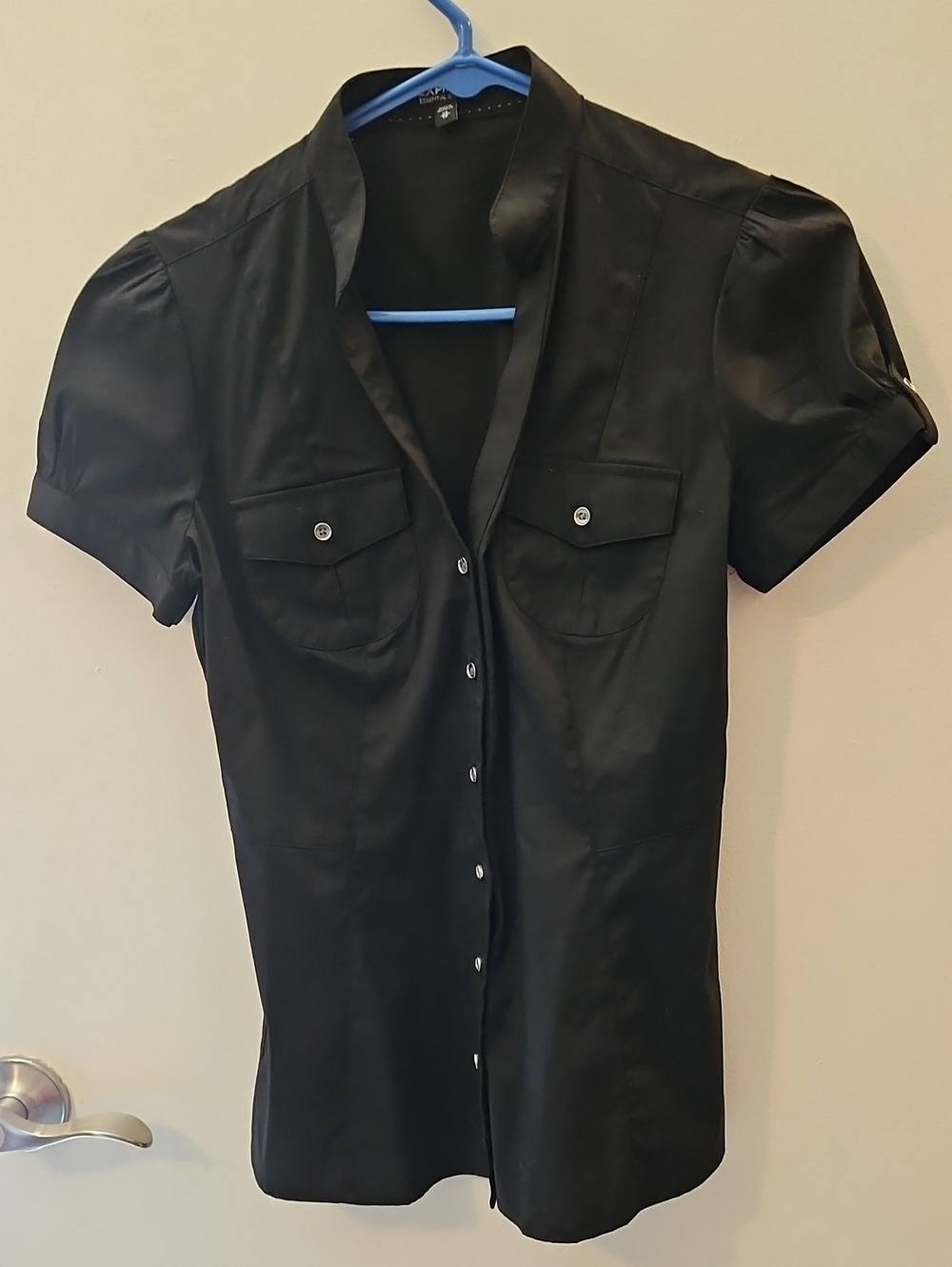 Express Black Short-Sleeve Button-Up Shirt